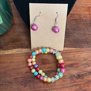 Colorful Beaded Bracelet and Earring Set
